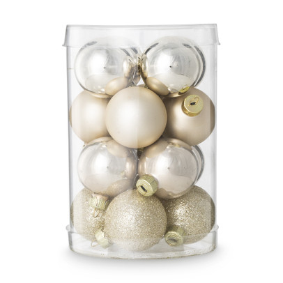 Box met kerstballen – goudkleurig – ø4 cm – set van 16